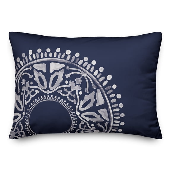 Creative Products Navy Boho Circle 20 x 14 Spun Poly Pillow