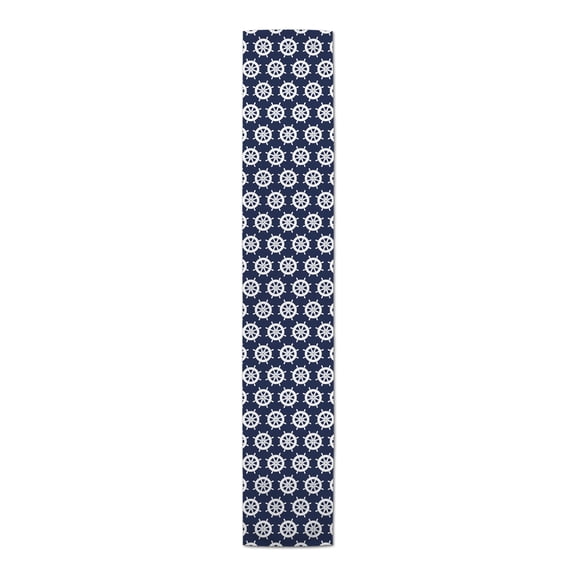 Creative Products Navy Captains Wheel 16x72 Poly Twill Table Runner