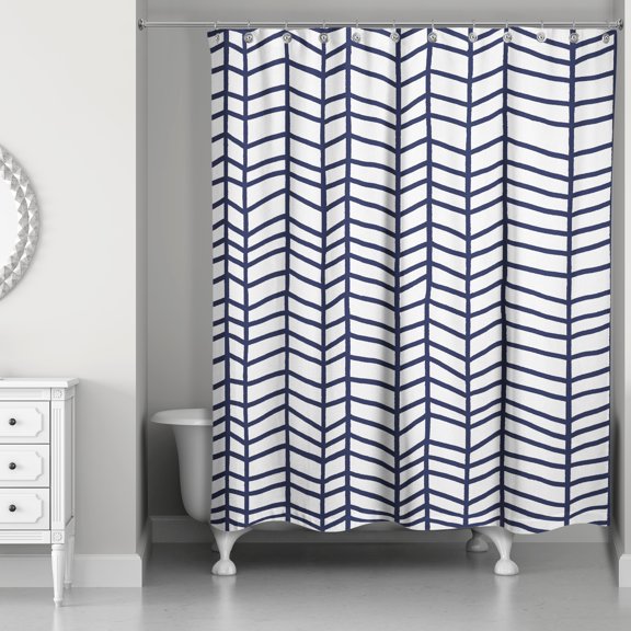 Creative Products Navy Chevron 71x74 Shower Curtain