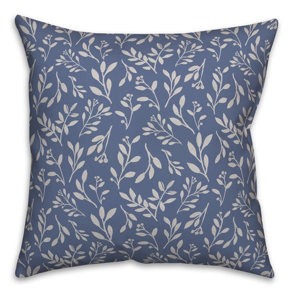 Creative Products Navy Delicate Floral 18 x 18 Spun Poly Pillow