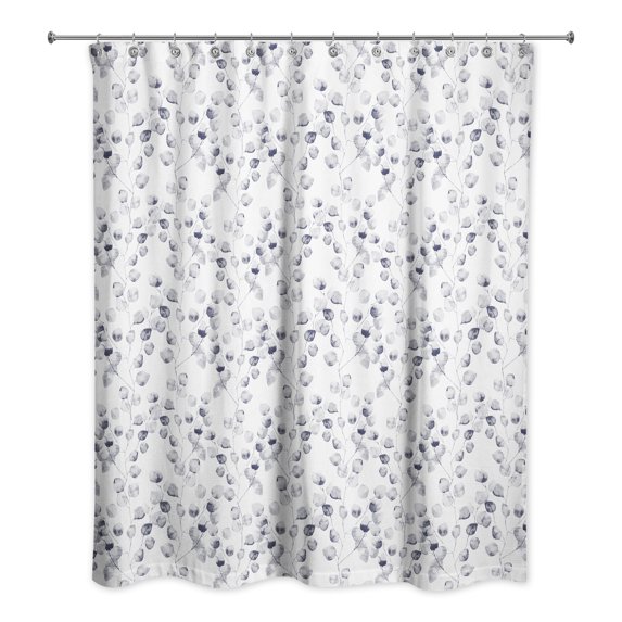 Creative Products Navy Eucalyptus Pattern 71x74 Shower Curtain