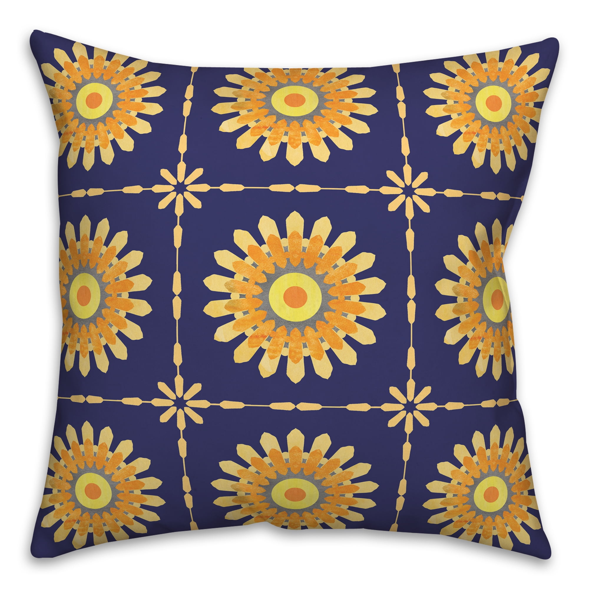 Creative Products Navy Flower Medallions 18 x 18 Indoor / Outdoor