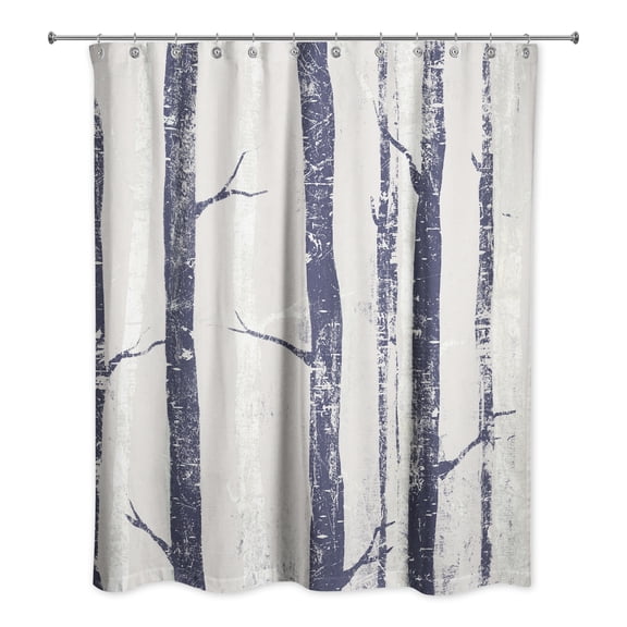 Creative Products Navy Forest Tree 71x74 Shower Curtain