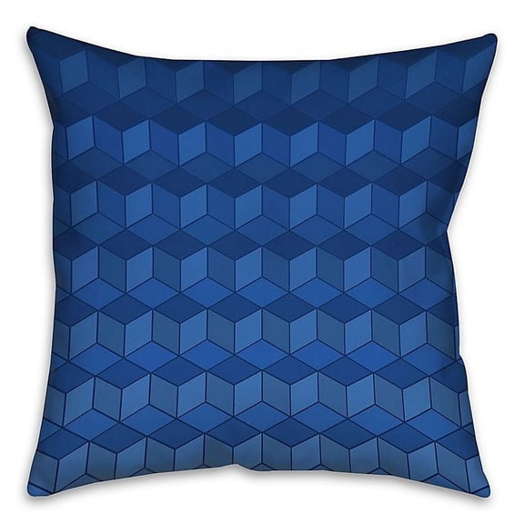Creative Products Navy Geometric Cube Pattern 16x16 Throw Pillow