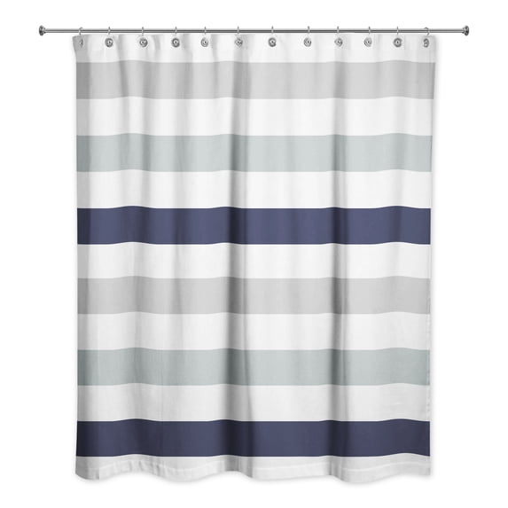 Creative Products Navy Gray Chunky Stripes 71x74 Shower Curtain