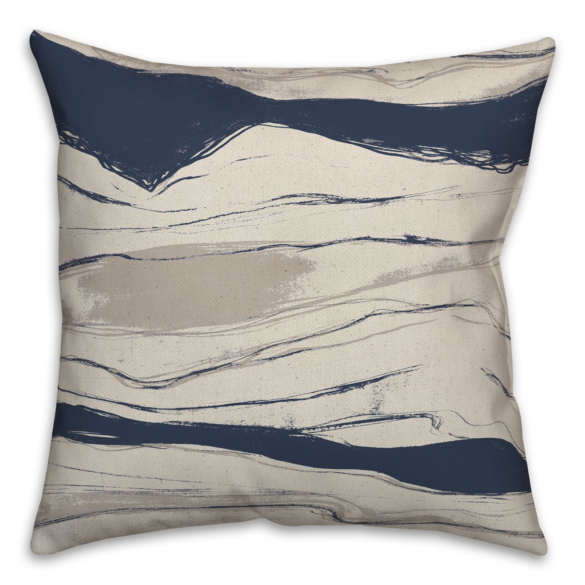 Creative Products Navy Gray Flowing Lines 18x18 Indoor / Outdoor Pillow