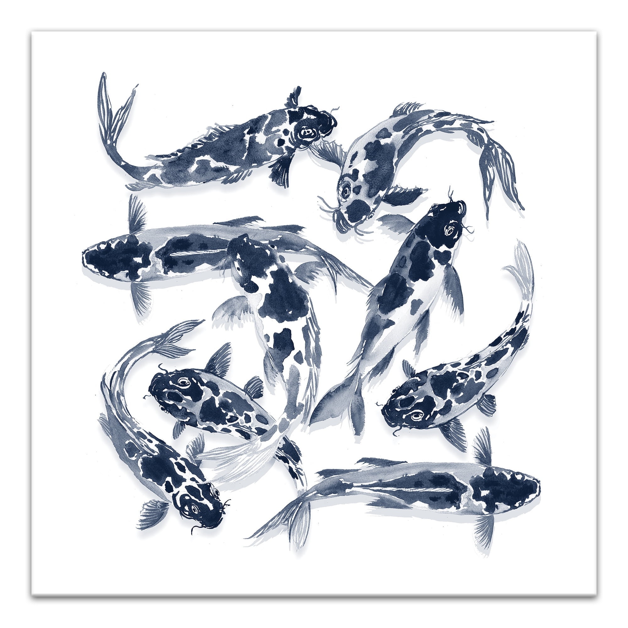 Navy Blue Koi Fish 30" x 30" Canvas Wall Art