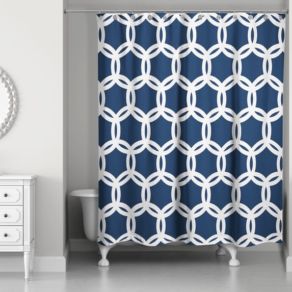 Creative Products Navy Lattice 71x74 Shower Curtain
