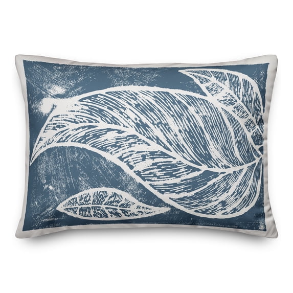 Creative Products Navy Leaf Imprint I 14x20 Spun Poly Pillow