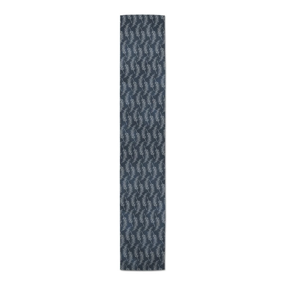 Creative Products Navy Leaf Pattern 16x72 Cotton Twill Table Runner