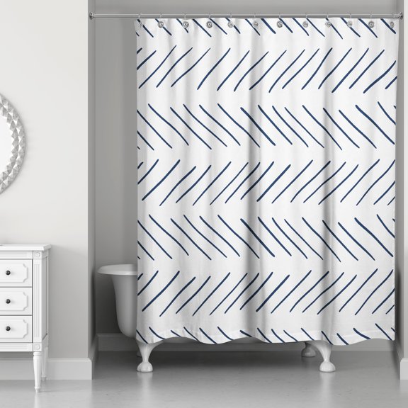 Creative Products Navy Modern Chevron 71x74 Shower Curtain