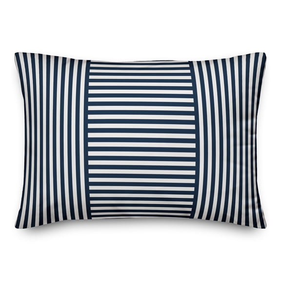 Creative Products Navy Patchwork Stripe 14x20 Spun Poly Pillow