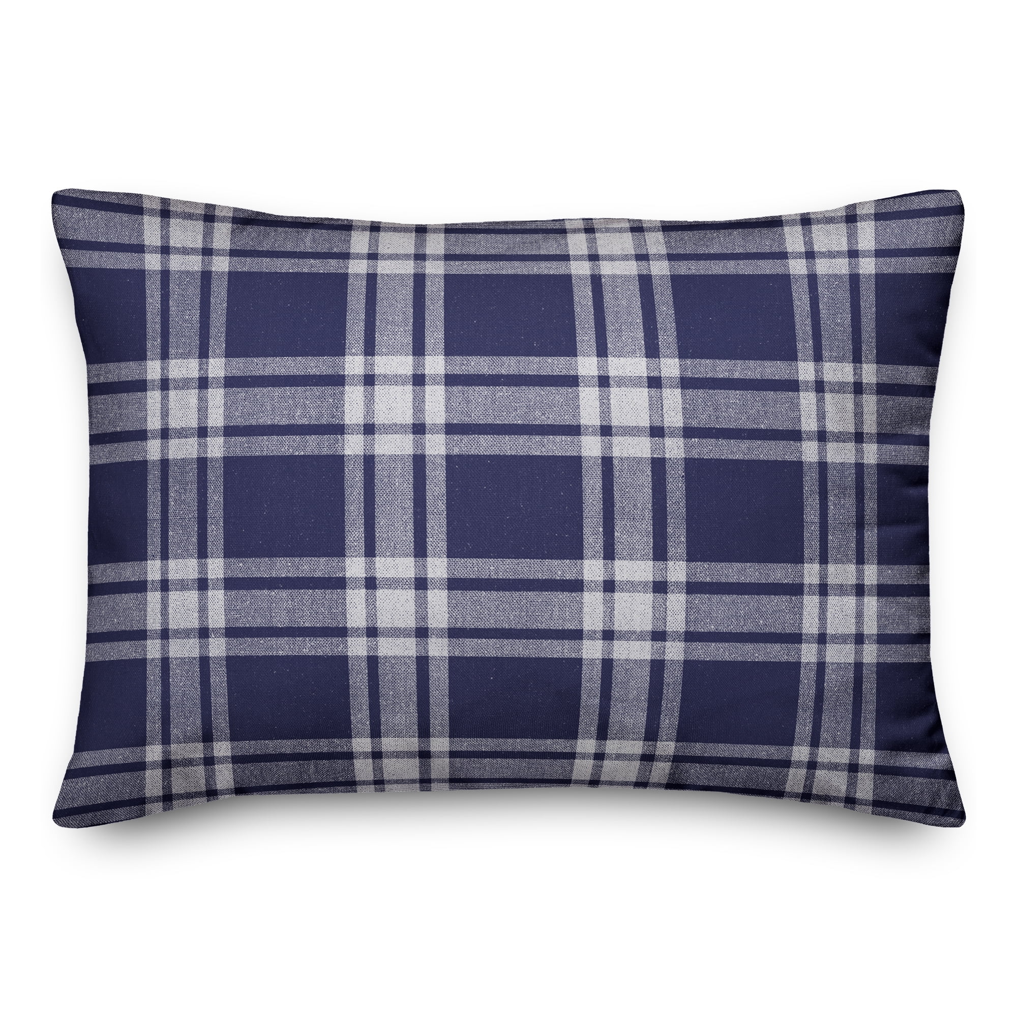 Navy and Gray Plaid 14x20 Indoor/Outdoor Pillow