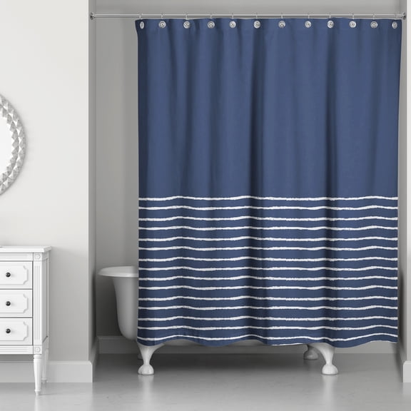 Creative Products Navy Sketch Stripes  71x74 Shower Curtain