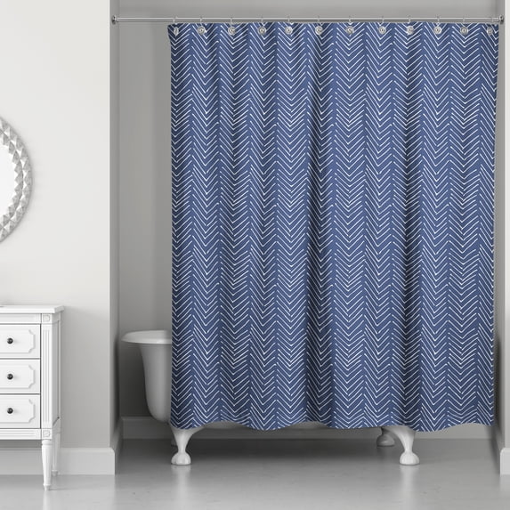 Creative Products Navy Soft Chevron 71x74 Shower Curtain