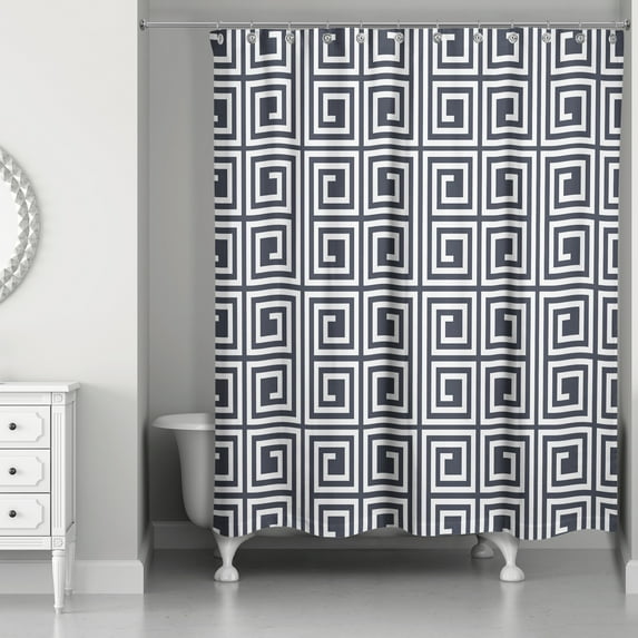 Creative Products Navy Square Maze 71 x 74 Shower Curtain