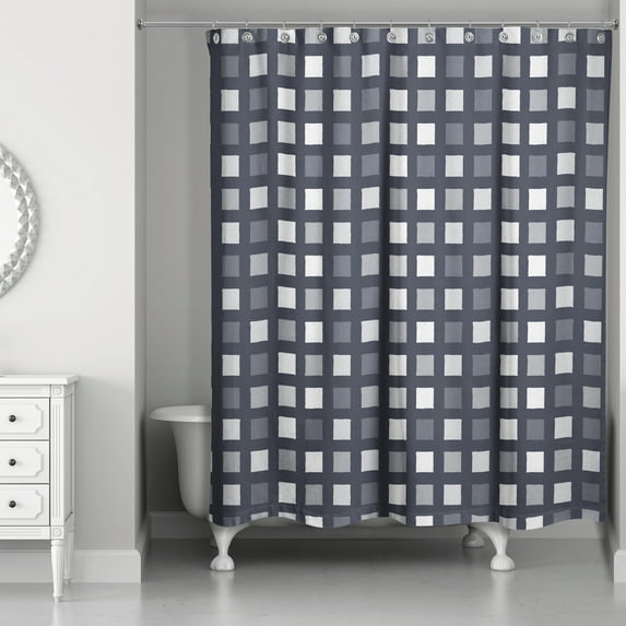 Creative Products Navy Squares 71 x 74 Shower Curtain