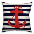 thumbnail image 1 of Creative Products Navy Stripes Red Anchor 18x18 Spun Poly Pillow, 1 of 2