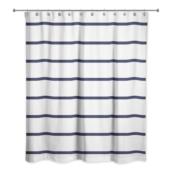 Creative Products Navy Stripes on Wood 71x74 Shower Curtain