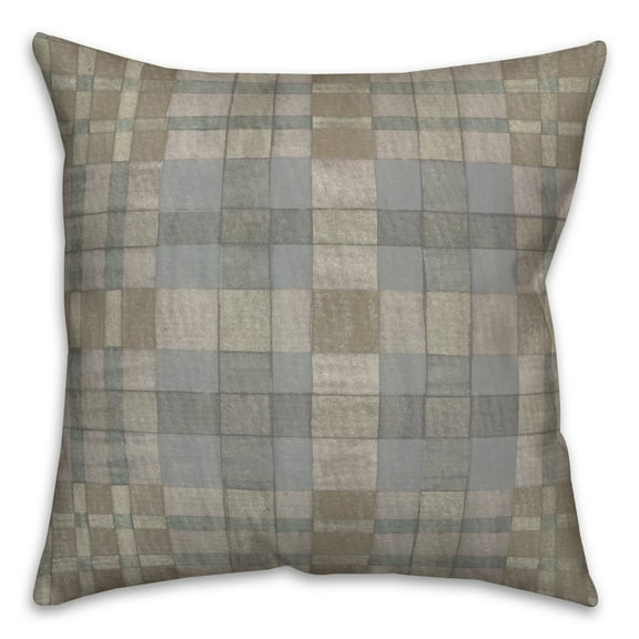 Creative Products Navy Tan Plaid 16 x 16 Spun Poly Pillow