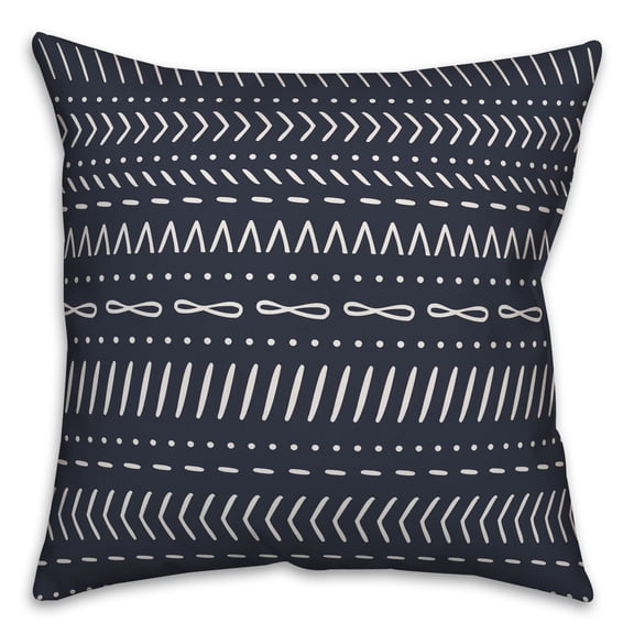 Creative Products Navy Tribal Stripes 16x16 Spun Poly Pillow
