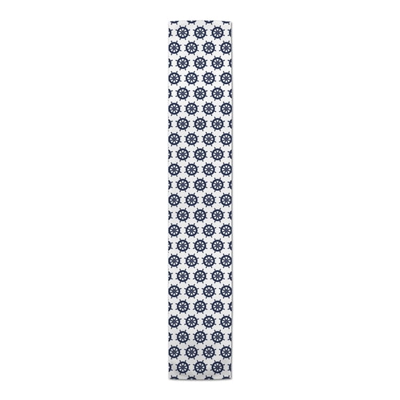 Creative Products Navy White Captains Wheel 16x72 Poly Twill Table Runner