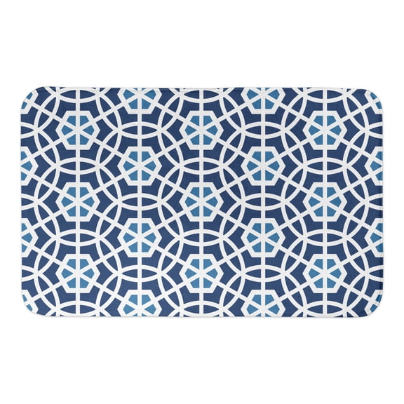Creative Products Navy and Blue Geo Circles 34x21 Bath Mat