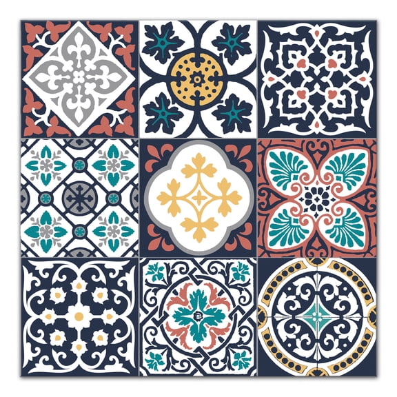 Creative Products Navy and Red Decorative Tiles 20x20 Canvas Wall Art