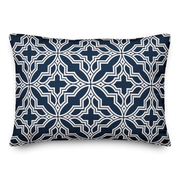 Creative Products Navy and White Geo Quatrefoil 14x20 Spun Poly Pillow