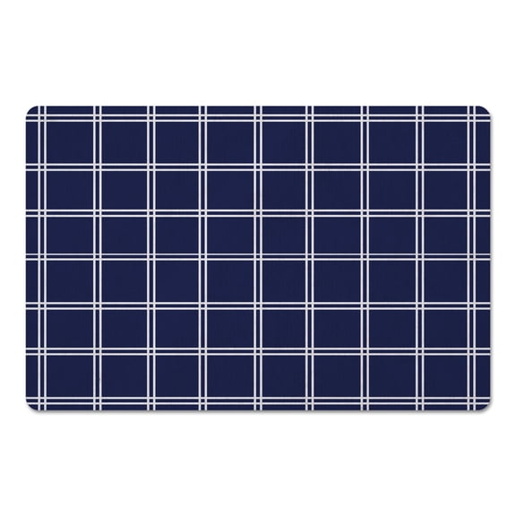 Creative Products Navy and White Grid 27x18 Floor Mat
