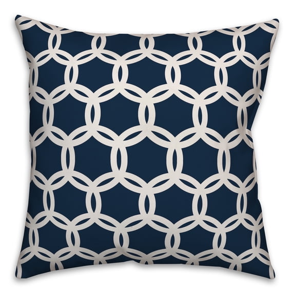 Creative Products Navy and White Lattice 18x18 Spun Poly Pillow