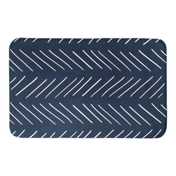 Creative Products Navy and White Modern Chevron 34x21 Bath Mat