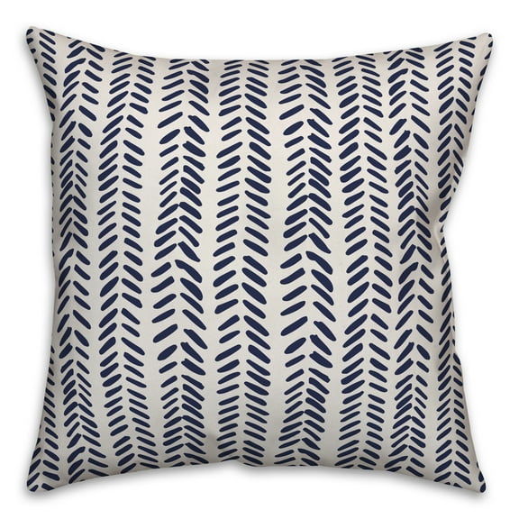 Creative Products Navy and White Modern Herringbone 18x18 Spun Poly Pillow
