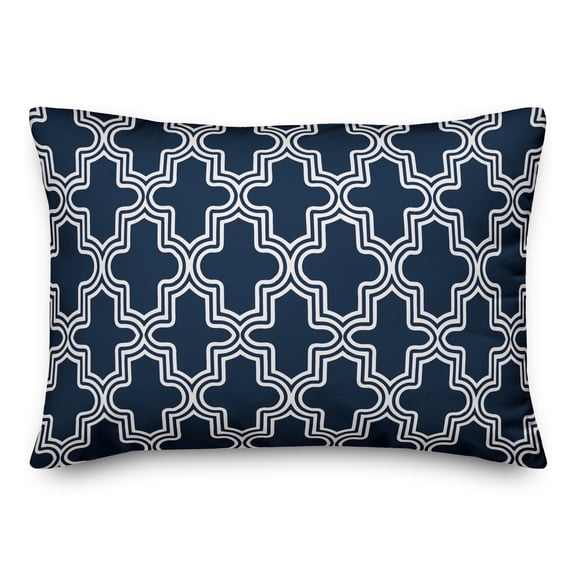 Creative Products Navy and White Moroccan Tile 14x20 Spun Poly Pillow