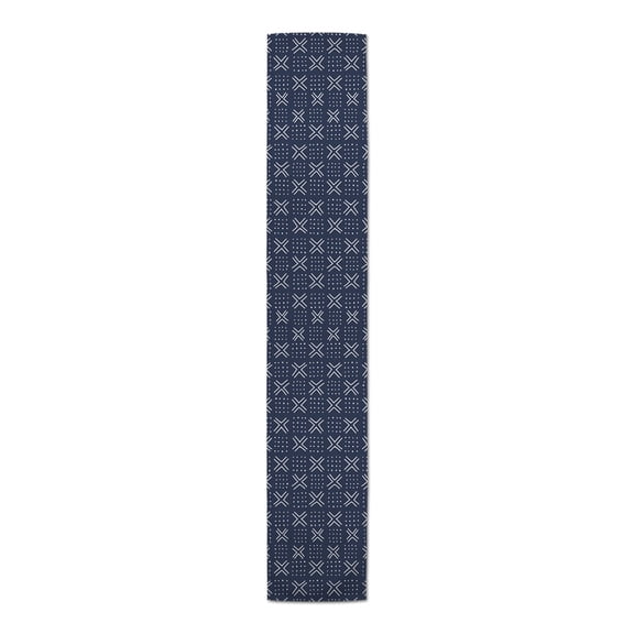 Creative Products Navy and White Mudcloth Pattern 16x90 Poly Twill Table Runner