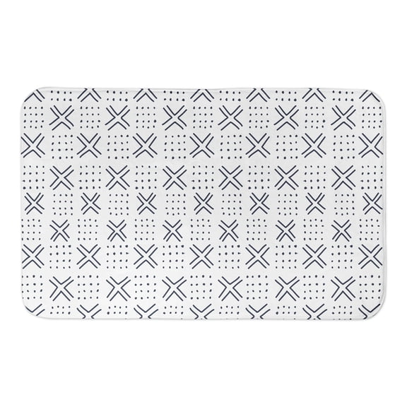 Creative Products Navy and White Mudcloth Pattern 34x21 Bath Mat