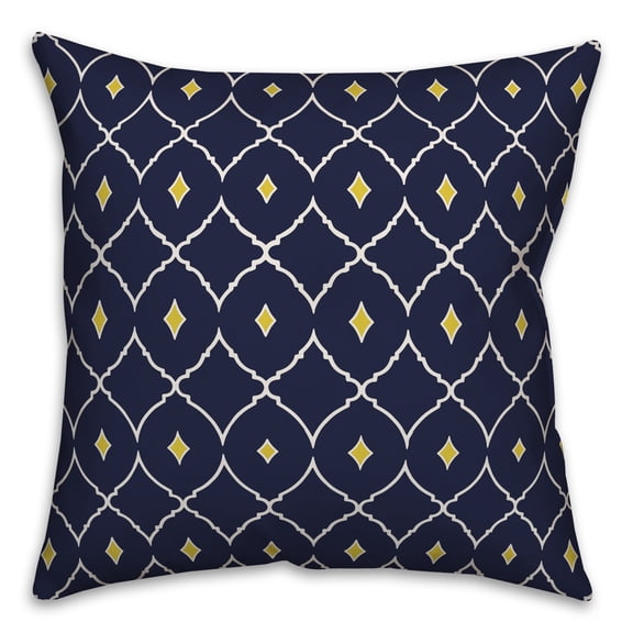 Creative Products Navy and Yellow Diamond 16x16 Spun Poly Pillow