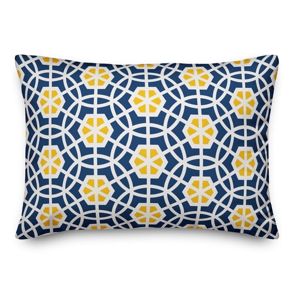 Creative Products Navy and Yellow Geo Circles 14x20 Spun Poly Pillow