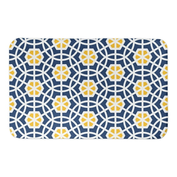 Creative Products Navy and Yellow Geo Circles 34x21 Bath Mat