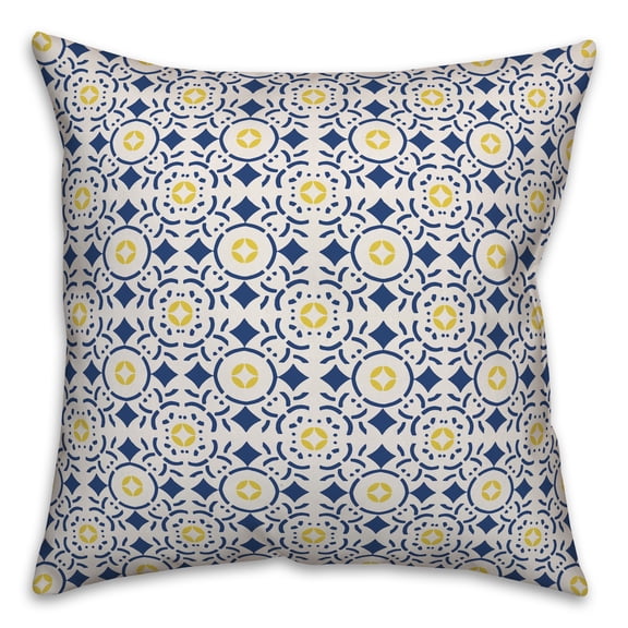 Creative Products Navy and Yellow Moroccan Tile 18x18 Spun Poly Pillow