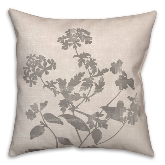 Creative Products Neutral Distressed Florals 18 x 18 Spun Poly Pillow