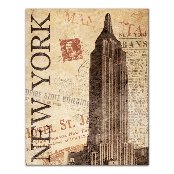 Creative Products New York Empire State Distressed 11x14 Canvas Wall Art