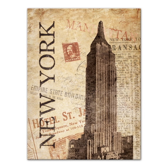 Creative Products New York Empire State Distressed 30x40 Canvas Wall Art