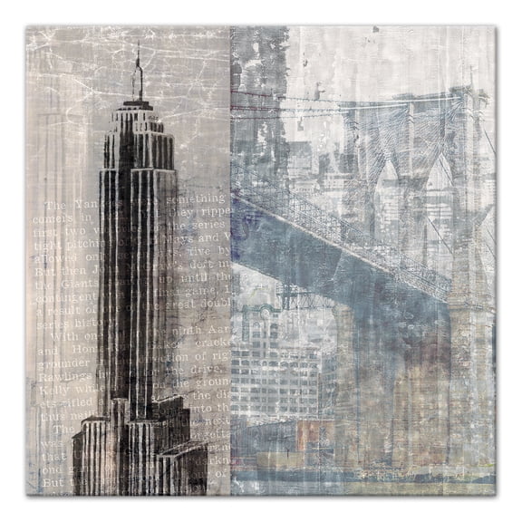 Creative Products New York Landmarks on Distressed Background 24x24 Canvas Wall Art