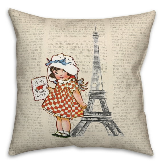 Creative Products Newspaper Paris 18 x 18 Spun Poly Pillow