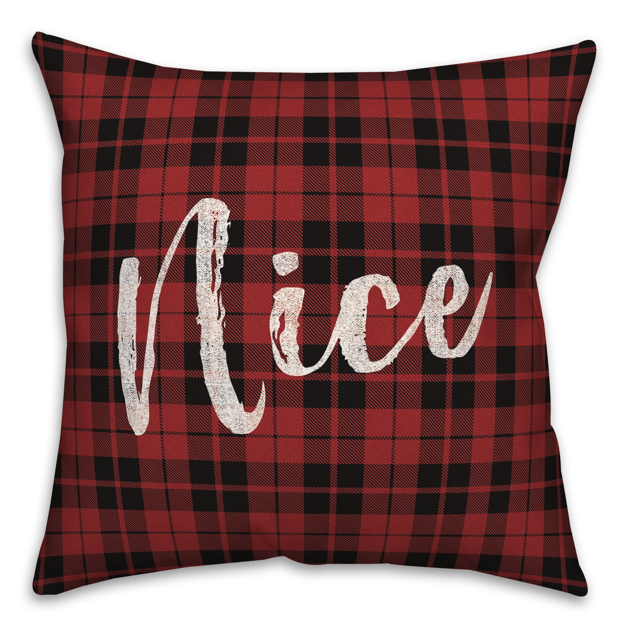Red and Black Plaid 16" Spun Polyester Throw Pillow