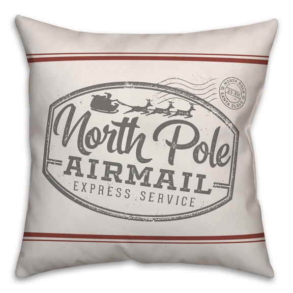 Creative Products North Pole Airmail 18x18 Spun Poly Pillow