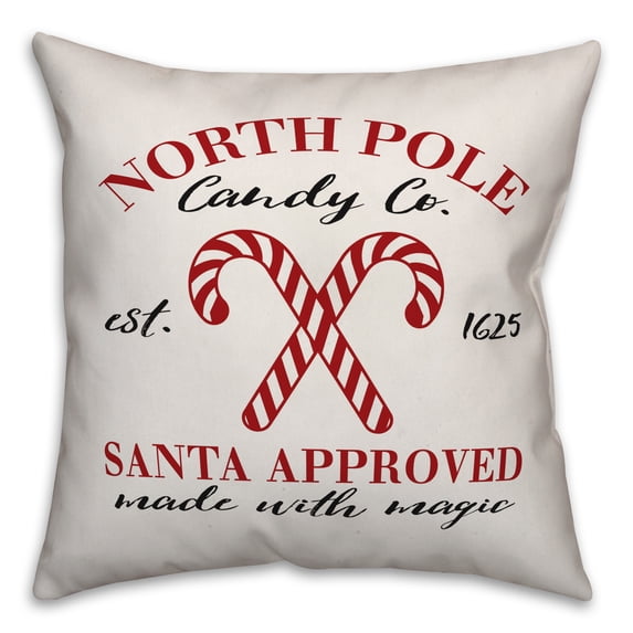 Creative Products North Pole Candy Cane Co 20x20 Spun Poly Pillow