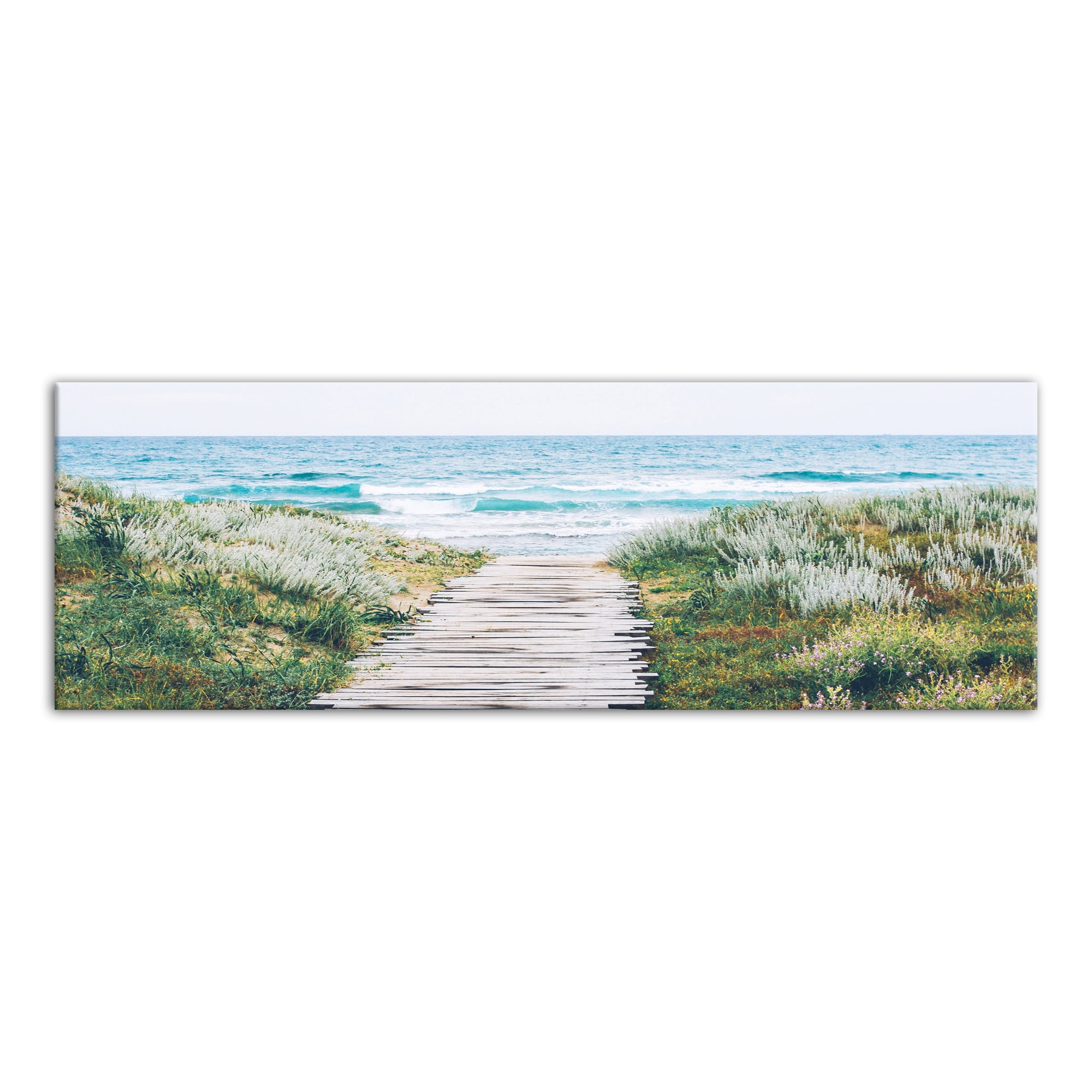 Ocean Walkway Coastal Canvas Wall Art, 36 x 12 Inches