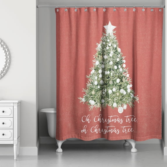 Creative Products Oh Christmas Tree On Red 71x74 Shower Curtain